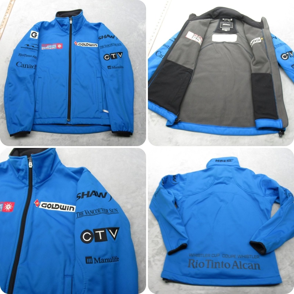 Goldwin Jacket Unisex Small Mens Blue Softshell Water Resistant Whistler Cup Ski